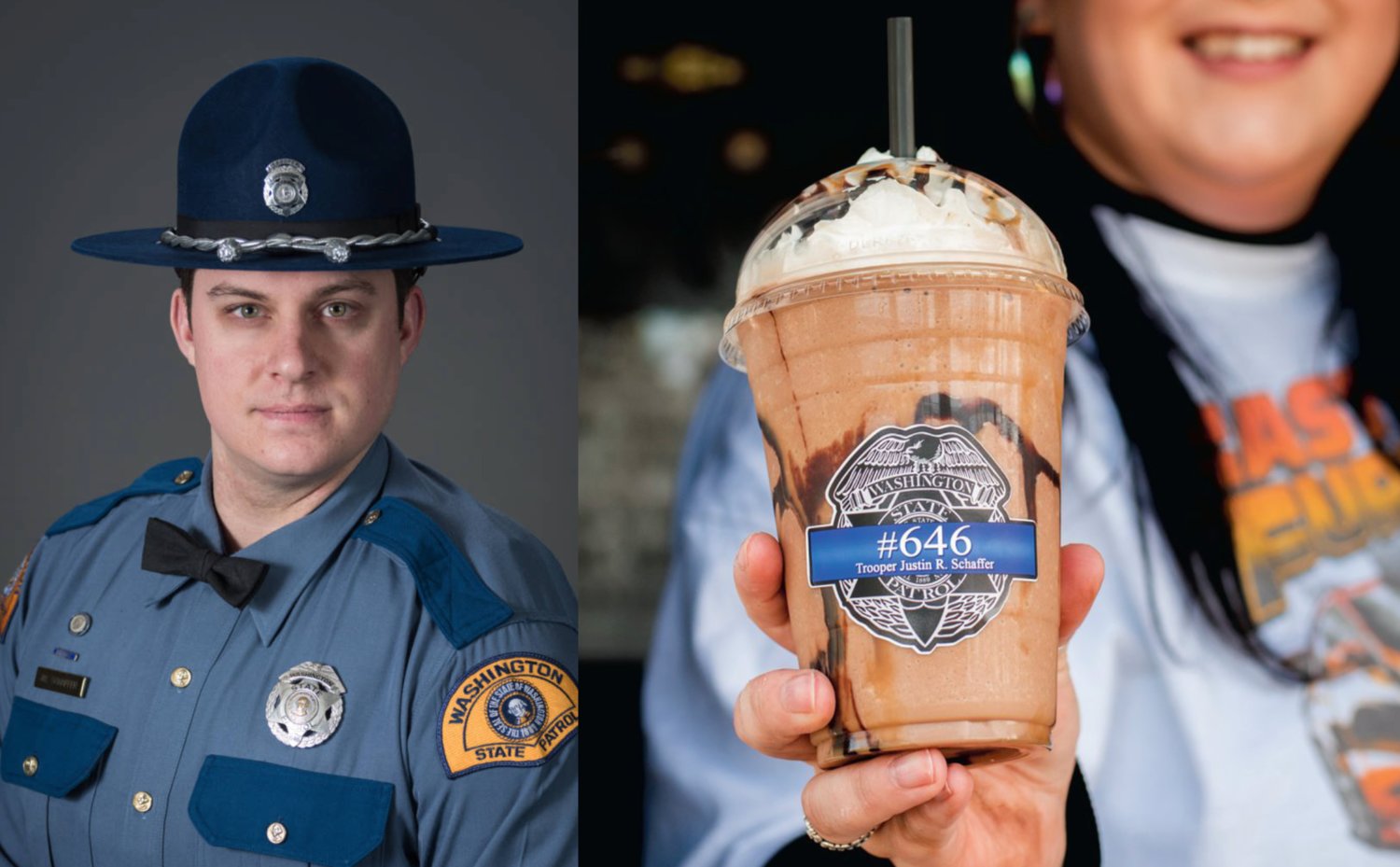To honor the three-year anniversary of the day Washington State Patrol Trooper Justin R. Schaffer was fatally struck by a vehicle while placing spike strips on Interstate 5 in Chehalis, Adna coffee stand Skull & Crossbones Coffee Co. will offer two drink specials on Friday, March 24. 